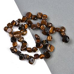 天然タイガーアイナゲットビーズ連売り  7.5~11.5x9~13x4~6.5mm  穴：0.8~1mm  約62~68個/連  14.96~15.55''（38~39.5センチメートル）&nbsp;G-B125-A08-01