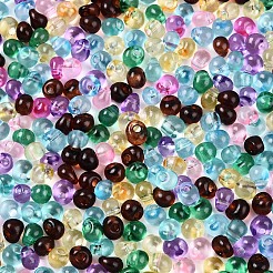 ベーキングペイントガラスフリンジシードビーズ3/0個  ティアドロップ  ミックスカラー  5x4~4.5x3.5~4mm  穴：1mm  約4500個/ポンド&nbsp;SEED-A034-04K