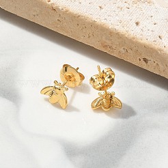 女性用304ステンレススチールスタッドピアス  ゴールドカラー  ミツバチ  6.5x8.5mm&nbsp;LS-STAS-Z117-15G-02