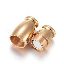 304ステンレススチール製マグネット留め具、接着端付き  オーバル  ゴールドカラー  14x6.5mm  穴：3mm&nbsp;STAS-F108-11G