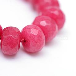多面カットロンデル天然石染めホワイトジェイド翡翠ビーズ連売り  インディアンレッド  8~9x5~6mm  穴：1mm  約70個/連  14.5インチ&nbsp;G-R343-6x8-17