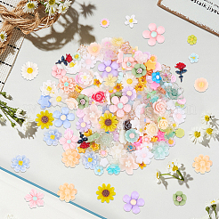 3セット150個の不透明樹脂カボション  花  ミックスカラー  7.5~12x7.5~12x2~6.5mm&nbsp;CRES-CP0001-10