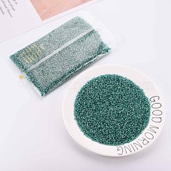ガラス竹ビーズ  銀並ぶ  ダークターコイズ  1.8~2.2x1.8~2mm  穴：0.8~0.9mm  約15000個/ポンド&nbsp;SEED-S032-08A-51A