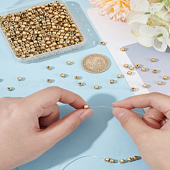 600個のccbプラスチックビーズ  キューブ  ゴールドカラー  4x4x4mm  穴：1.5mm&nbsp;CCB-LP0001-01