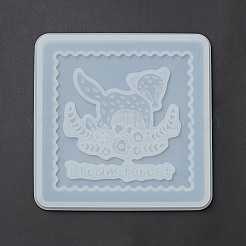 DIYアニマルコースターシリコンモールド  レジン型  UVレジン＆エポキシレジンのクラフト作り用  正方形  キツネの模様  110x110x6.5mm  内径：100x100mm&nbsp;LS-DIY-G070-03B