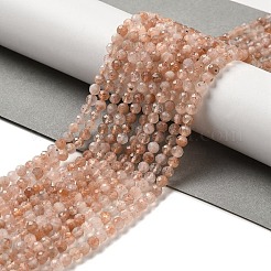 天然石サンストーンビーズ連売り  多面カット  ラウンド  4~4.5mm  穴：0.8~0.7mm  約94個/連  15.55''（39.5センチメートル）&nbsp;G-B074-B03-03