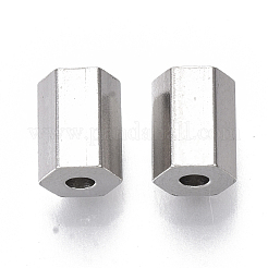 変色しにくい201ステンレススチールビーズ  六角プリズム  ステンレス鋼色  8x6x5.5mm  穴：2mm&nbsp;STAS-S079-167