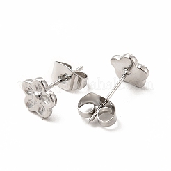 変色しない304ステンレススチール製フラワースタッドピアス（女性用）  ステンレス鋼色  7x7mm  ピン：0.7mm&nbsp;EJEW-C004-07P