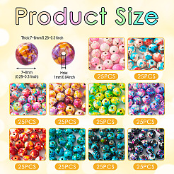 250 個 10 色の合成ターコイズ染色ビーズ  ラウンド  ミックスカラー  7~8x7~8mm  穴：1mm  約25PCS /カラー&nbsp;G-TA0001-72