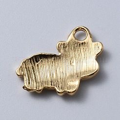 合金エナメルチャーム  ライトゴールド  牛のチャーム  ライトカーキ  16x20x2mm  穴：2mm&nbsp;ENAM-WH0065-20KCG-03