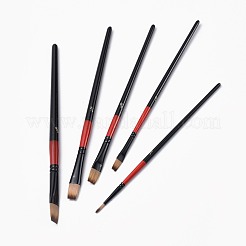 木製ペイントブラシペンセット  水彩画油絵用  ブラック  180~198x5~9.5mm  ブラシ：11~16x2~10mm  5個/セット&nbsp;AJEW-L074-03