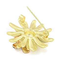 合金クリスタルラインストーンの花と蜂のブローチ  昆虫エナメルピン  ライトゴールド  37.2x38mm&nbsp;JEWB-U006-12LG