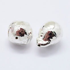 天然バロックパール養殖淡水パールビーズ  銀メッキ  ナゲット  14~26x11~15mm  穴：0.5mm&nbsp;PEAR-F006-94S