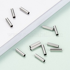 変色しにくい304ステンレススチールチューブビーズ  ステンレス鋼色  10x2.5mm  穴：2mm&nbsp;STAS-G071-32P