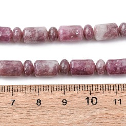 天然レピドライト/パープルマイカストーンビーズ連売り  柱とロンデル  10~11x6.5mm  穴：0.8mm  約28個/連  15.35''（39センチメートル）&nbsp;G-H343-B01-01