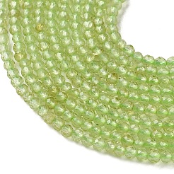天然石ペリドットビーズ連売り  多面カット  ラウンド  2~2.5mm  穴：0.5mm  約195個/連  15.35''（39センチメートル）&nbsp;G-P603-C-2mm-01
