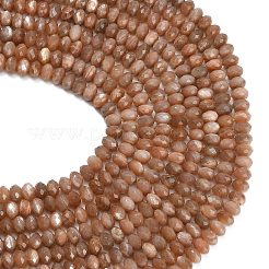 天然石サンストーンビーズ連売り  ロンデル  多面カット  9.5~10x6.5~7.5mm  穴：1mm  約54~57個/連  15.24~15.43''（38.7~39.2センチメートル）&nbsp;G-C280-A05-02