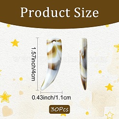 不透明樹脂ペンダント30個  オオカミの歯  コーヒー  40x11mm&nbsp;FIND-YW0009-01