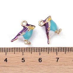 合金エナメルチャーム  カドミウムフリー＆鉛フリー  ゴールドカラー  ロビン鳥チャーム  パープル  14x17x6mm  穴：1.6mm&nbsp;X-ENAM-R149-08B-G