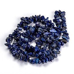 天然石ラピスラズリビーズ連売り  グレードA  チップ  3~16x3~8mm  穴：0.7mm  80~81cm&nbsp;G-G011-05A