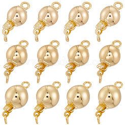 12種類のスタイルの丸型真鍮ボックス留め具3個  18KGP本金メッキ  14~16.5x7~9mm  穴：1.5~1.6mm  4個/スタイル&nbsp;KK-BBC0019-27
