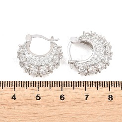 ブラスマイクロパヴェクリアキュービックジルコニアフープピアス  C字型  鉛フリー＆カドミウムフリー  長持ちメッキ  ラックめっき  プラチナ  18x19.5x7.5mm&nbsp;EJEW-Z164-16P