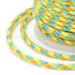 メタリック糸を使用した4本撚りポリコットンコード  手作りマクラメ綿ロープ  ひも壁掛け用植物ハンガー  緑黄  1.5mm  約4.3ヤード（4m）/ロール&nbsp;X1-OCOR-Z003-D28