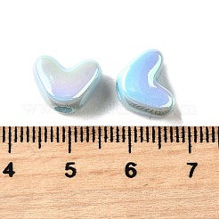 UVメッキ不透明アクリルビーズ  虹色の  ハート  ライトスカイブルー  9x11.5x7mm  穴：1.4mm&nbsp;MACR-F083-12E
