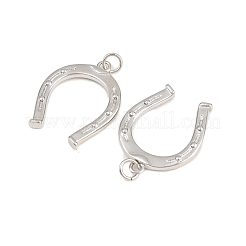 真鍮チャーム  丸カン付き  長持ちメッキ  馬蹄  プラチナ  24.5x20x2mm  穴：4.5mm&nbsp;ZIRC-I044-37A-P