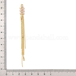 真鍮製マイクロパヴェクリアキュービックジルコニアビッグペンダント  リーフタッセル  18KGP本金メッキ  103x8x3mm  穴：2mm&nbsp;KK-G510-01G