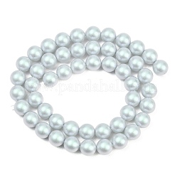 曇りガラスパールビーズ連売り  ラウンド  ライトブルー  8mm  穴：0.7mm  約51~52個/連  15.94~16.02''（40.5~40.7センチメートル）&nbsp;GLAA-A044-08A-06