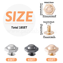 鉄ネジ18色3セット  合金ナット付き  六角  ミックスカラー  13.5x12x6mm  穴：2.5mm  6セット/カラー&nbsp;FIND-TA0006-28C