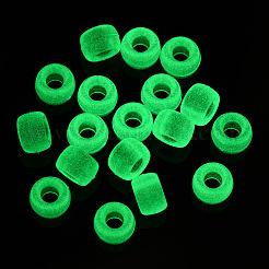 透明＆蓄光プラスチックビーズ  艶消し  カラスビーズ  ポニービーズ  暗闇で光る  バレル  春の緑  9x6mm  穴：3.8mm  約1900個/500g&nbsp;KY-T025-01-H02