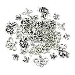 40pcs4スタイルチベットスタイルアロイペンダント  ミツバチ  アンティークシルバー  9.5~20x10.5~21x1.5~2mm  穴：1~2mm  10個/スタイル&nbsp;TIBEP-FS0001-16