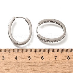 真鍮製キュービックジルコニアフープピアス  カドミウムフリー＆鉛フリー  プラチナ  23x4mm&nbsp;EJEW-M048-05P