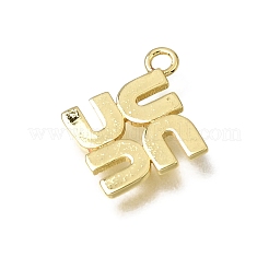 真鍮製チャーム  文字 U のチャーム  ラックめっき  長持ちメッキ  鉛フリー＆カドミウムフリー  18KGP本金メッキ  15x13x1mm  穴：1.5mm&nbsp;KK-K427-33G