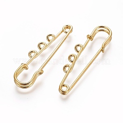 アイアン製安全ピン  キルトピン  ブローチパーツ  ゴールドカラー  51x16x7mm  穴：1.8mm  ピン：2.7mm&nbsp;IFIN-L030-002G