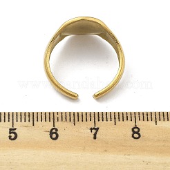 女性用ラウンド 304 ステンレススチール オープン カフ リング  ゴールドカラー  調整可能  12.5mm&nbsp;RJEW-M019-13G