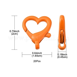 スプレー塗装合金ロブスタークロウクラスプ20個。  ハート  ミックスカラー  20x16.5x4.5mm  穴：2mm  内径：12x6mm&nbsp;FIND-YW0001-73