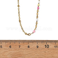 女性用304ステンレススチール製エナメル加工チェーン＆サテライトチェーンネックレス  ゴールドカラー  カラフル  15.63インチ（39.7cm）&nbsp;NJEW-JN06519-01