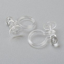 プラスチック製クリップ式イヤリングパーツ  穴開けないイヤリング  透明  12x9x1.2mm  トレイ：5mm  0.6mm内径&nbsp;X-KY-P001-07