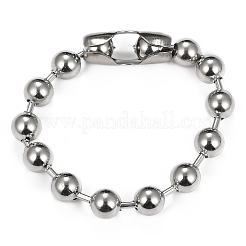 変色しない304ステンレススチールボールチェーンブレスレット  タグチェーン  ステンレス鋼色  8-1/2インチ（21.5cm）  10mm&nbsp;BJEW-G618-03P