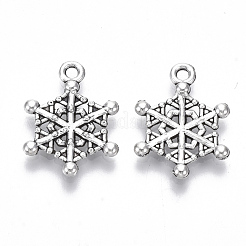 合金のチベット風チャーム  鉛フリー＆カドミウムフリー  スノーフレーク  アンティークシルバー  20x15x2mm  穴：1.6mm  約500個/500g&nbsp;TIBE-N010-22AS-RS