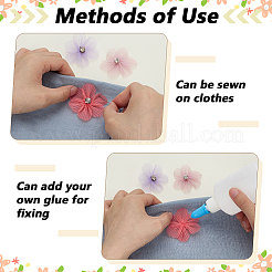 40個 10スタイルの花のプリーツポリエステルラインストーン装飾アクセサリー  ミックスカラー  50x50x8mm  4個/カラー&nbsp;DIY-FG0008-37