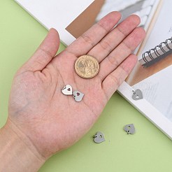 変色しない304ステンレススチールペンダント  ハートとハート  ステンレス鋼色  12x12.5x1mm  穴：3mm&nbsp;STAS-Q201-T457S