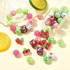 45個 9種類のプラスチックラウンドビーズとアクリルビーズキット  混合図形  ミックスカラー  16mm  穴：2mm  5個/スタイル&nbsp;MACR-CJ0002-45