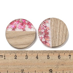 ウッドペンダント  樹脂と金箔  フラットラウンド  サクランボ色  28x4mm  穴：2mm&nbsp;FIND-B042-13D