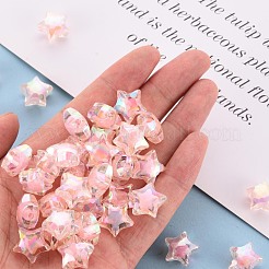 透明なアクリルビーズ  二層ビーズ  ABカラー  多面カット  スター  ピンク  14x15x8.5mm  穴：2mm  約518個/500g&nbsp;TACR-S152-02D-SS2112