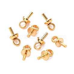 304ステンレススチールカップパールペグベイルピンペンダント  片穴パーツ用  ゴールドカラー  6x3mm  穴：1.5mm  ピン：0.8mm&nbsp;STAS-H436-15
