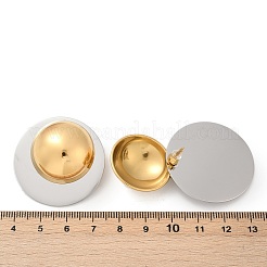 304ステンレススチールスタッドピアス  ツートンハーフラウンド  本金メッキ&ステンレススチールカラー  35mm&nbsp;EJEW-S265-05GP